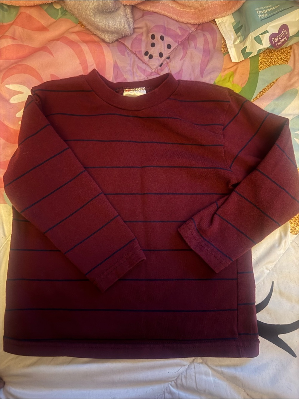 Kids 4T Long-Sleeve Burgundy & Navy Stripe sweatshirt